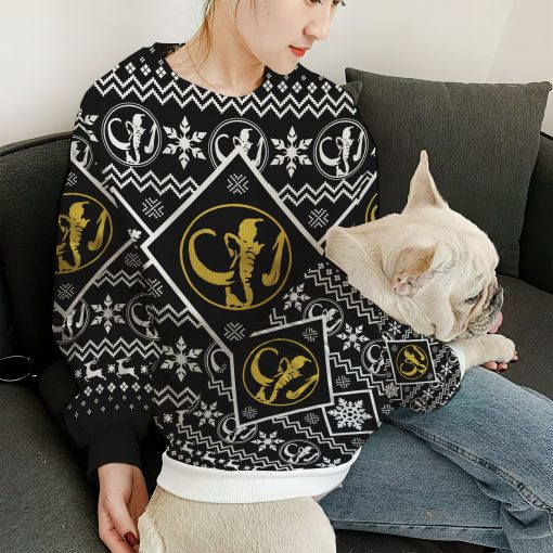 Gearhumans 3D Mighty Morphin Black Power Ranger Custom Ugly Christmas Long sleeve - Image 4