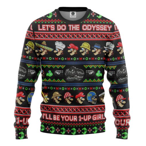 Gearhumans 3D Mario Ugly Christmas Custom Ugly Long sleeve