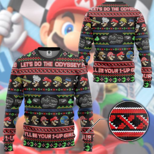 Gearhumans 3D Mario Ugly Christmas Custom Ugly Long sleeve - Image 3