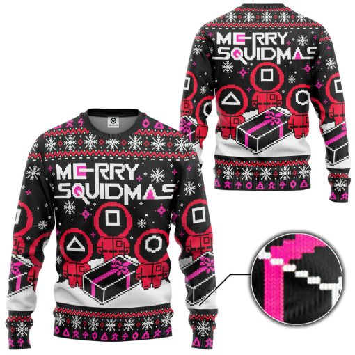 Gearhumans 3D Merry Squidmas Squid Game Ugly Christmas Custom Ugly Long sleeve - Image 2