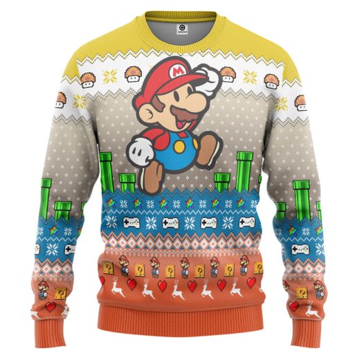 Gearhumans 3D Super Mario Custom Ugly Christmas Sweater