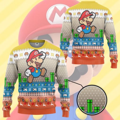 Gearhumans 3D Super Mario Custom Ugly Christmas Sweater