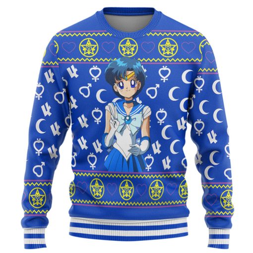 Gearhumans 3D Sailor Moon Mercury Custom Ugly Christmas Long sleeve