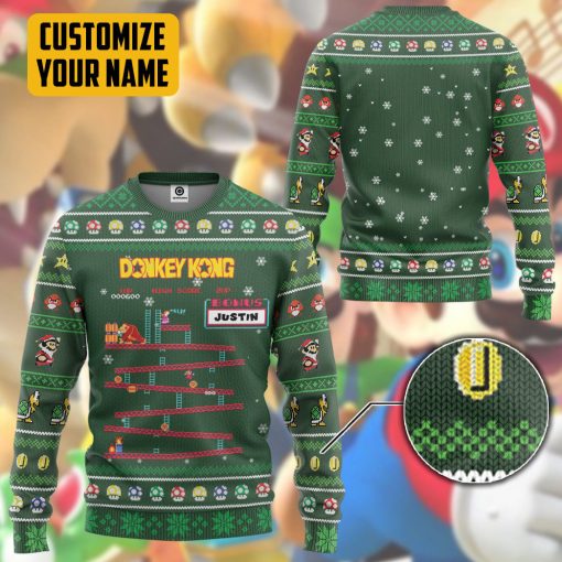 Gearhumans 3D Ugly Donkey Kong Christmas Custom Name Ugly Sweater - Image 3