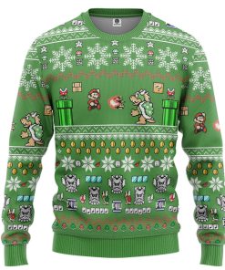Gearhumans 3D Super Mario Custom Ugly Christmas Long sleeve