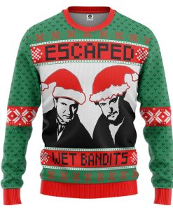 Gearhumans 3D Home Alone Escaped Wet Bandits Custom Ugly Christmas Long sleeve