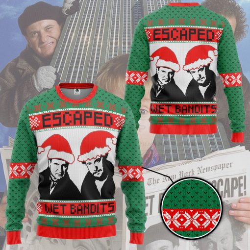 Gearhumans 3D Home Alone Escaped Wet Bandits Custom Ugly Christmas Long sleeve - Image 3