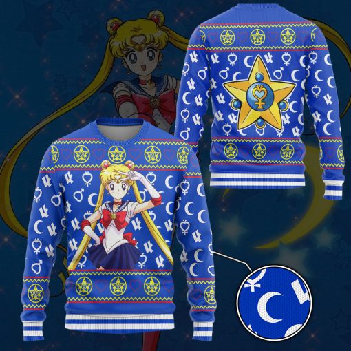 Gearhumans 3D Sailor Moon Custom Ugly Christmas Long sleeve