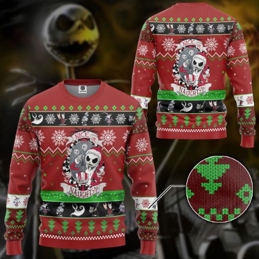 Gearhumans 3D Nightmare Before Christmas Jack Skellington Nice Or Naughty Custom Ugly Long sleeve - Image 3