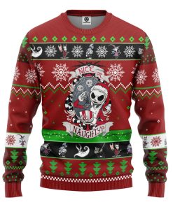 Gearhumans 3D Nightmare Before Christmas Jack Skellington Nice Or Naughty Custom Ugly Long sleeve