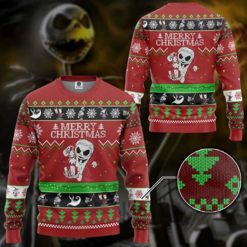 Gearhumans 3D Nightmare Before Christmas Jack Skellington Custom Ugly Long sleeve - Image 3