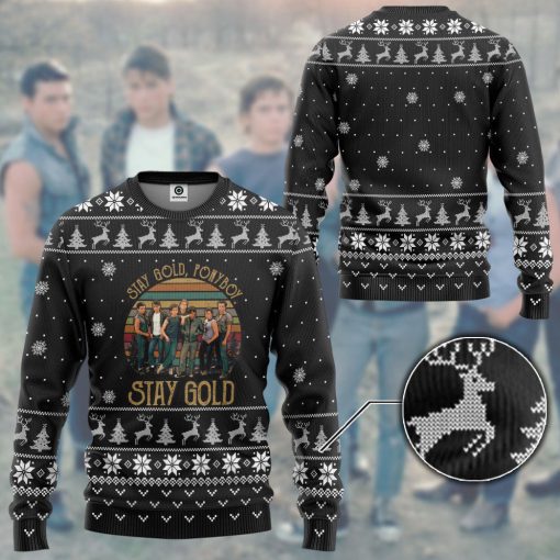 Gearhumans 3D The Outsiders Stay Gold Ponyboy Stay Gold Christmas Style Custom Ugly Sweater - Image 3