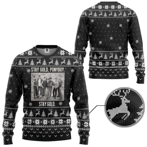 Gearhumans 3D The Outsiders Stay Gold Ponyboy Stay Gold Christmas B&W Style Custom Ugly Long sleeve - Image 2