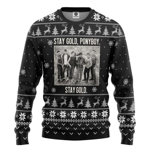 Gearhumans 3D The Outsiders Stay Gold Ponyboy Stay Gold Christmas B&W Style Custom Ugly Long sleeve
