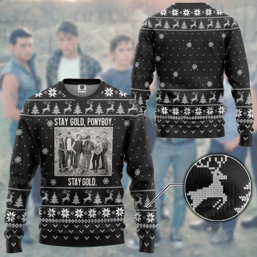 Gearhumans 3D The Outsiders Stay Gold Ponyboy Stay Gold Christmas B&W Style Custom Ugly Long sleeve - Image 3