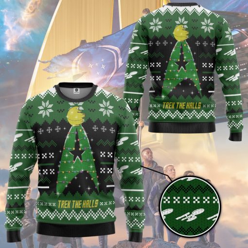 Gearhumans 3D S.T Trek The Halls Ugly Christmas Custom Ugly Long sleeve