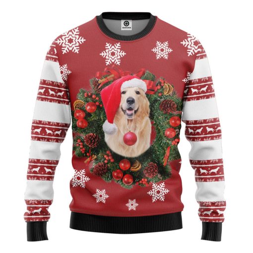 Gearhumans 3D Golden Retriever Dog Custom Ugly Christmas Long sleeve