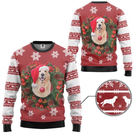 Gearhumans 3D Golden Retriever Dog Custom Ugly Christmas Long sleeve - Image 2
