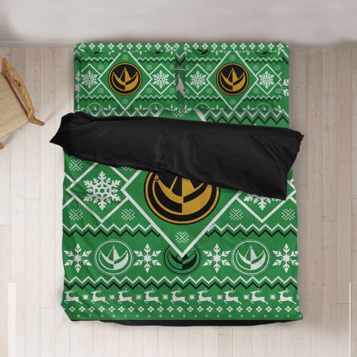 Gearhumans 3D Mighty Morphin Green Power Ranger Custom Bedding Set