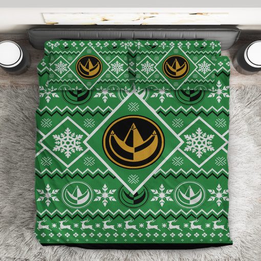Gearhumans 3D Mighty Morphin Green Power Ranger Custom Bedding Set