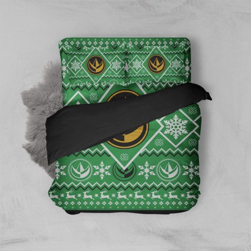 Gearhumans 3D Mighty Morphin Green Power Ranger Custom Bedding Set
