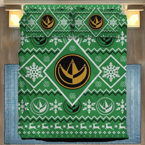Gearhumans 3D Mighty Morphin Green Power Ranger Custom Bedding Set
