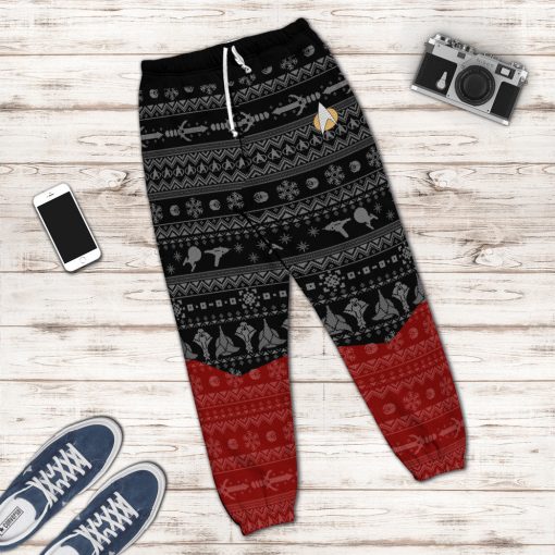 Gearhumans 3D S.T The Next Generation 1987 Red Ugly Christmas Custom Sweatpants