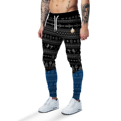 Gearhumans 3D S.T The Next Generation 1987 Blue Ugly Christmas Custom Sweatpants - Image 2