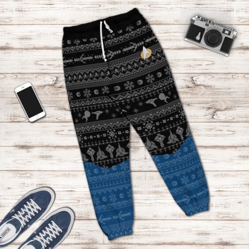 Gearhumans 3D S.T The Next Generation 1987 Blue Ugly Christmas Custom Sweatpants - Image 5