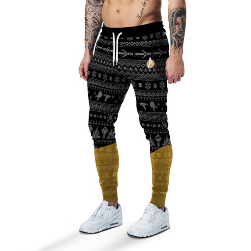 Gearhumans 3D S.T The Next Generation 1987 Yellow Ugly Christmas Custom Sweatpants