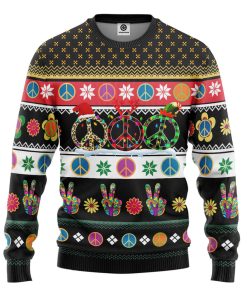 Gearhumans 3D Hippie Merry Christmas Custom Ugly Long sleeve