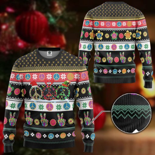 Gearhumans 3D Hippie Merry Christmas Custom Ugly Long sleeve - Image 3