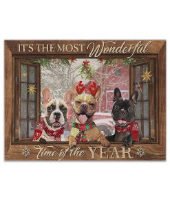 Gearhumans 3D French Bulldog Its The Most Wonderful Time Of The Year Custom Canvas