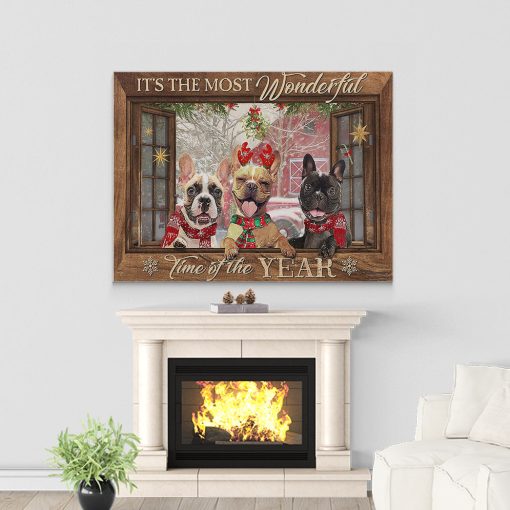 Gearhumans 3D French Bulldog Its The Most Wonderful Time Of The Year Custom Canvas - Image 4