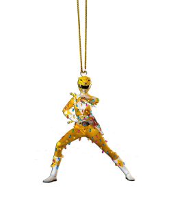 Gearhumans 3D Mighty Morphin Yellow Power Ranger Christmas Custom Ornament