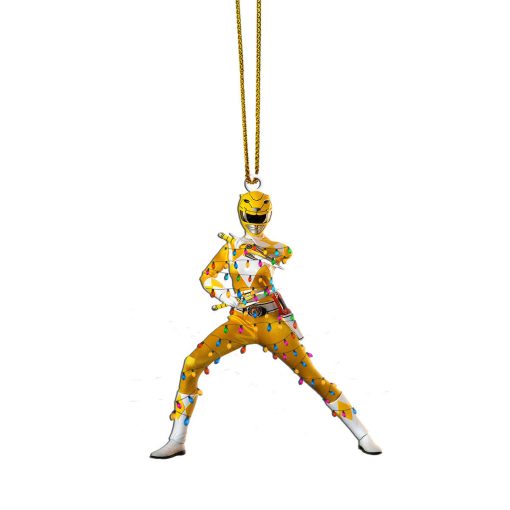 Gearhumans 3D Mighty Morphin Yellow Power Ranger Christmas Custom Ornament