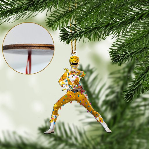 Gearhumans 3D Mighty Morphin Yellow Power Ranger Christmas Custom Ornament