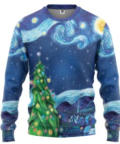 Gearhumans 3D Van Gogh Starry Night Custom Ugly Christmas Sweater