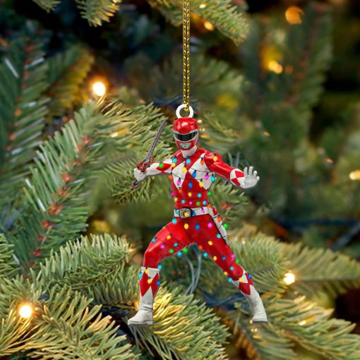 Gearhumans 3D Mighty Morphin Red Power Ranger Christmas Custom Ornament