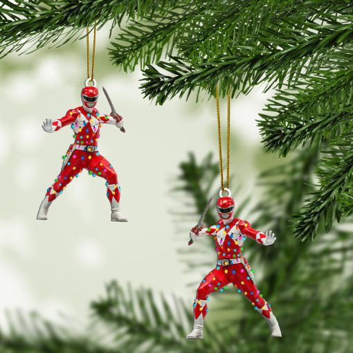Gearhumans 3D Mighty Morphin Red Power Ranger Christmas Custom Ornament