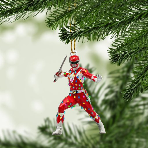 Gearhumans 3D Mighty Morphin Red Power Ranger Christmas Custom Ornament