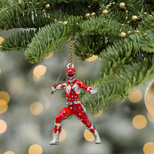 Gearhumans 3D Mighty Morphin Red Power Ranger Christmas Custom Ornament