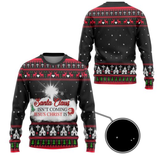 Gearhumans 3D Santa Claus Isnt Coming Jesus Is Custom Ugly Christmas Long sleeve - Image 2