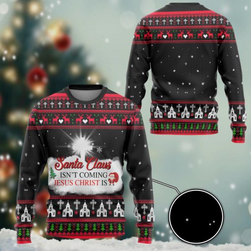 Gearhumans 3D Santa Claus Isnt Coming Jesus Is Custom Ugly Christmas Long sleeve - Image 3