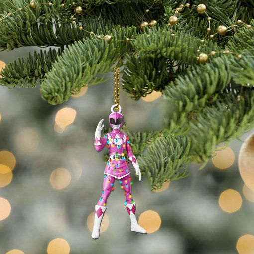 Gearhumans 3D Mighty Morphin Pink Power Ranger Christmas Custom Ornament