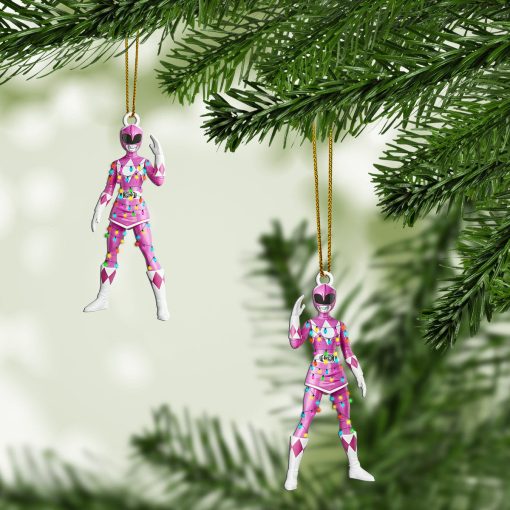 Gearhumans 3D Mighty Morphin Pink Power Ranger Christmas Custom Ornament