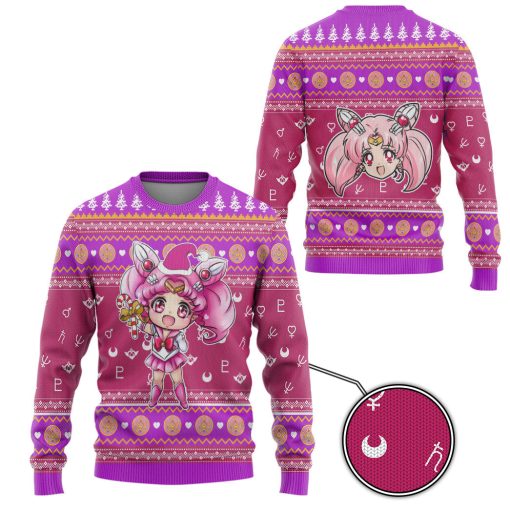 Gearhumans 3D Sailor Chibi Moon Custom Ugly Christmas Long sleeve