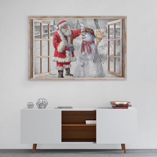 Gearhumans 3D Santa Playing With Snowman Custom Canvas