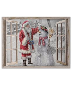 Gearhumans 3D Santa Playing With Snowman Custom Canvas