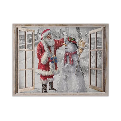 Gearhumans 3D Santa Playing With Snowman Custom Canvas
